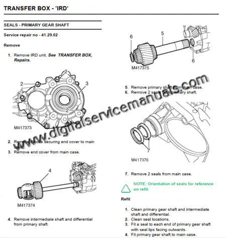 Manual and automatic transmission service diagrams for Land Rover Freelander 1 1997-2001 digital repair manual.