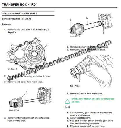 Manual and automatic transmission service diagrams for Land Rover Freelander 1 1997-2001 digital repair manual.