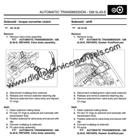Automatic transmission and transfer case service diagrams for Range Rover L322 2001-2005 digital repair manual.