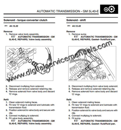 Automatic transmission and transfer case service diagrams for Range Rover L322 2001-2005 digital repair manual.