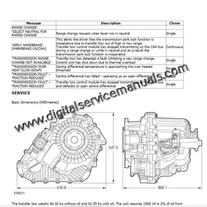Automatic transmission and transfer case service diagrams for Range Rover Sport 2005-2009 digital repair manual.