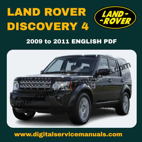 A high-quality digital product display of the Land Rover Discovery 4 (2009-2011) Workshop Manual, featuring a 3D technical cutaway of the TDV6 engine and a detailed wiring schematic on a digital tablet.