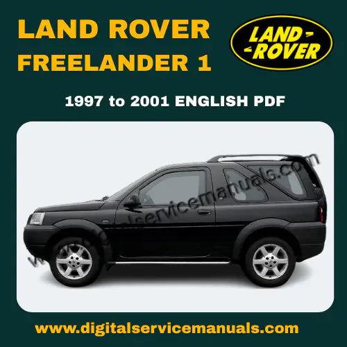 A high-quality digital preview of the Land Rover Freelander 1 Workshop Manual, featuring a technical cross-section of the 1.8L K Series engine and a detailed wiring schematic on a laptop screen.
