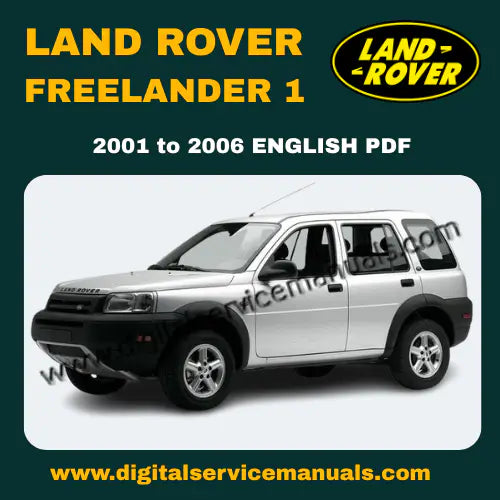 A professional digital representation of the Land Rover Freelander 1 (2001-2006) Workshop Manual showing a technical cutaway of the TD4 engine and a sample page of the KV6 cooling system schematics.